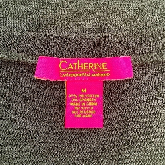 CATHERINE MALANDRINO Black Women Casual Sweater Long Sleeve Drop Shoulder Top - Picture 5 of 5